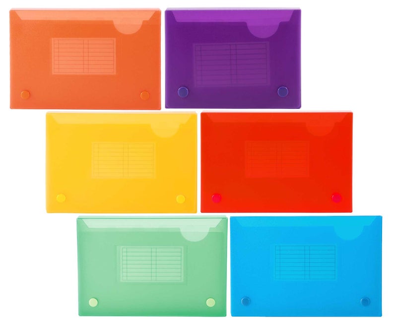Filexec 5 x 8 Inch Index Case, Snap Button Closure, 5 Index Dividers, Assorted (Pack of 6) (50101-2091) - Image 1